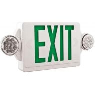 Lithonia Lighting LHQM LED G HO M6 LED Exit and Emergency Light Combo 2-Head Fixture, Green Letters and High Output Battery Backup
