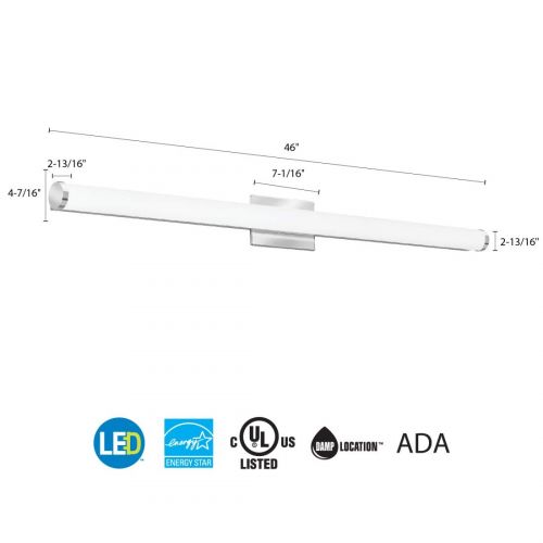  Lithonia Lighting FMVCAL 36-Inch MVOLT 3000K 90CRI BN M4 Contemporary Square Vanity, 1900 Lumens, 120 Volts, 26 Watts, Damp Listed, Brushed Nickel