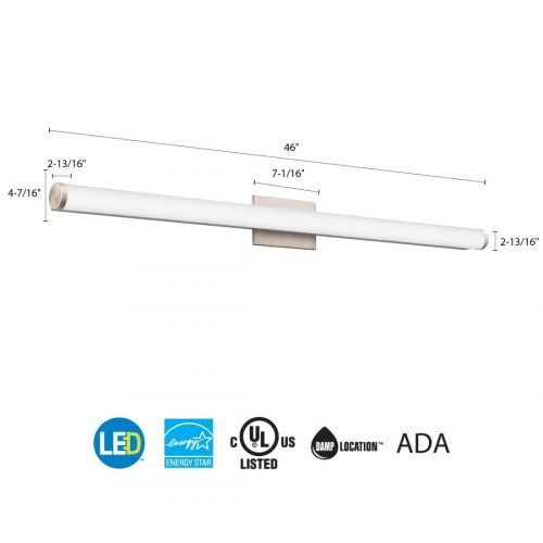  Lithonia Lighting FMVCAL 36-Inch MVOLT 3000K 90CRI BN M4 Contemporary Square Vanity, 1900 Lumens, 120 Volts, 26 Watts, Damp Listed, Brushed Nickel