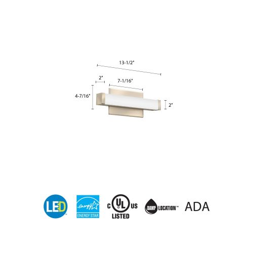  Lithonia Lighting FMVCAL 36-Inch MVOLT 3000K 90CRI BN M4 Contemporary Square Vanity, 1900 Lumens, 120 Volts, 26 Watts, Damp Listed, Brushed Nickel