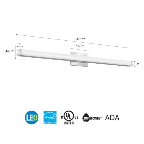  Lithonia Lighting FMVCAL 36-Inch MVOLT 3000K 90CRI BN M4 Contemporary Square Vanity, 1900 Lumens, 120 Volts, 26 Watts, Damp Listed, Brushed Nickel