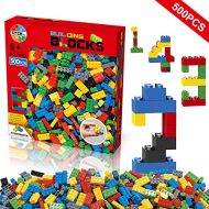 Litian Building Blocks 500 Pieces Set, Building Bricks Creative DIY Interlocking Toy Set Random Colors Mixed Shape ABS Puzzle Construction Toys Set for Kids and Toddlers (500 PCS)