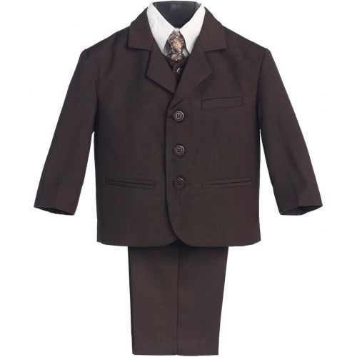  Lito 5 Piece Khaki Suit with Shirt, Vest, and Tie