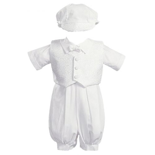  Lito Baby Boys Allen Poly Cotton Christening Romper with Vest