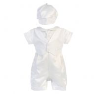 Lito Boys Satin Christening Baptism Romper With Pique Vest