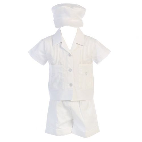  Lito Boys Poly Cotton Pintuck Shirt and Shorts Christening Baptism Outfit
