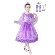 Lito Angels Girls Tangled Princess Rapunzel Dress Up Costume Party Dress Outfit with Accessories