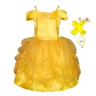 Lito Angels Girls Princess Belle Dress Up Costume Halloween Party Fancy Dresses with Accessories