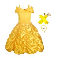 Lito Angels Girls Princess Belle Dress Up Costumes Halloween Costume Fancy Dress with Accessories