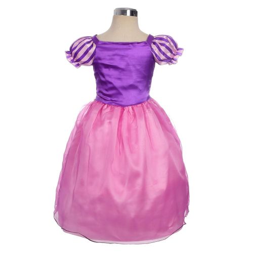  Lito Angels Girls Princess Rapunzel Dress Up Costume Halloween Fancy Party Dress Outfit with Long Braid Wig