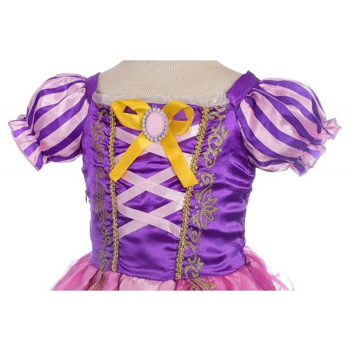  Lito Angels Girls Princess Rapunzel Dress Up Costume Halloween Fancy Party Dress Outfit with Long Braid Wig