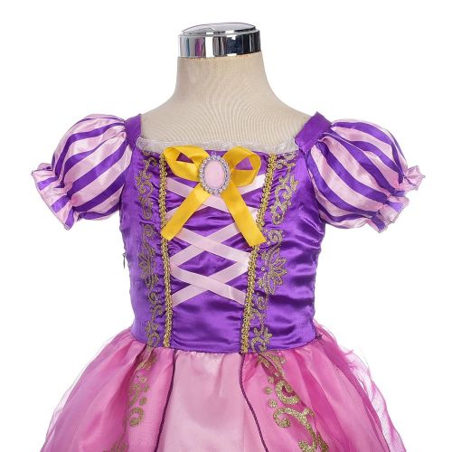  Lito Angels Girls Princess Rapunzel Dress Up Costume Halloween Fancy Party Dress Outfit with Long Braid Wig