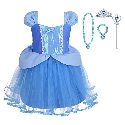  Lito Angels Princess Dress Up Costumes for Toddler Girls Halloween Christmas Fancy Party with Accessories