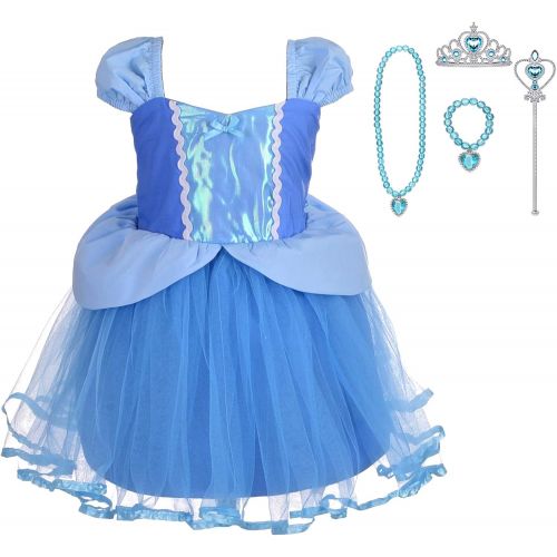  Lito Angels Princess Dress Up Costumes for Toddler Girls Halloween Christmas Fancy Party with Accessories