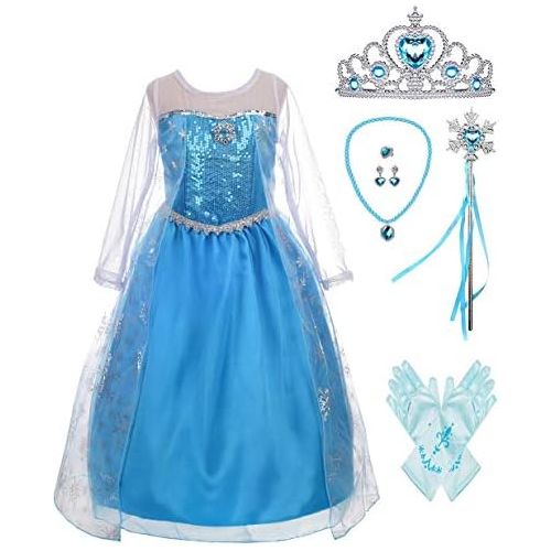  Lito Angels Girls Princess Dress Up Costumes Snow Queen Dress Halloween Christmas Costume with Accessories