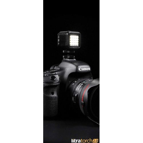  LitraTorch New 2.0 Waterproof Dimmable 16-LED Light for Smartphone, Compatible with GoPro, DJI Drone, DSLR, Canon, Nikon, Camcorder and Action Cameras - Barn Doors, On-Camera Hotsh