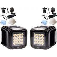 LitraTorch 2 Pack 2.0 Waterproof Dimmable 16-LED Light for Smartphone, GoPro, DJI Drone,DSLR, Canon, Nikon, Camcorder and Action Cameras- Waterproof 60 ft w/On-Camera Hotshoe Mount