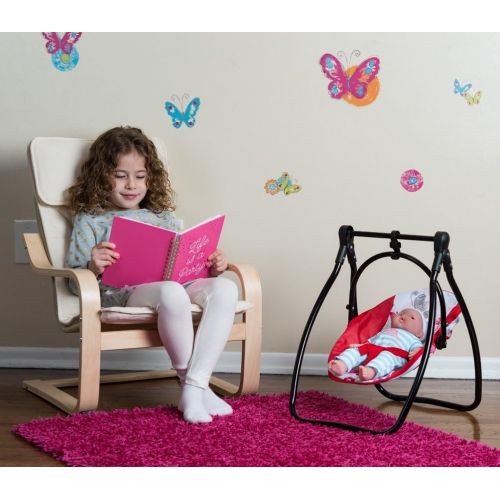  Litti Pritti 4 Piece Set Baby Doll Accessories - Includes Baby Doll Swing, Baby Doll High Chair, Doll Pack N Play, Baby Doll Carrier  18 inch Doll Accessories for 3 Year Old Girls