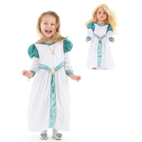 리틀 Little Adventures Swan Princess Dress Up Costume & Matching Doll Dress (Small Age 1-3)