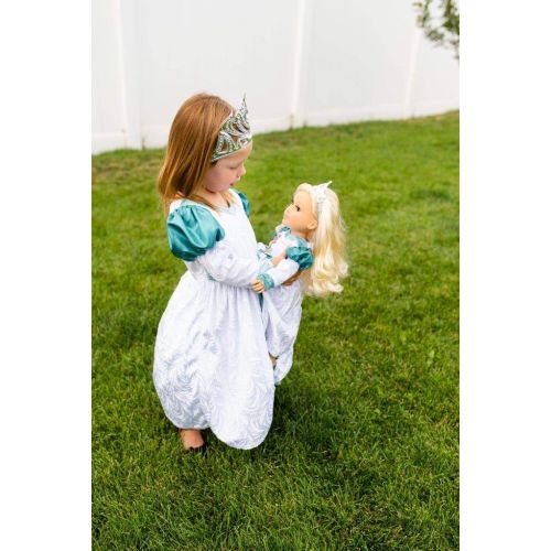 리틀 Little Adventures Swan Princess Dress Up Costume & Matching Doll Dress (Small Age 1-3)