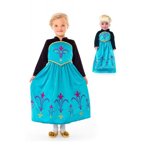 리틀 Little Adventures Ice Queen Coronation Dress Up Costume & Matching Doll Dress (X-Large (Age 7-9))