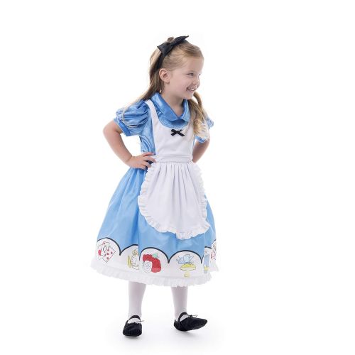 리틀 Little Adventures Alice Dress Up Costume with Headband & Matching Doll Dress (Medium Age 3-5)
