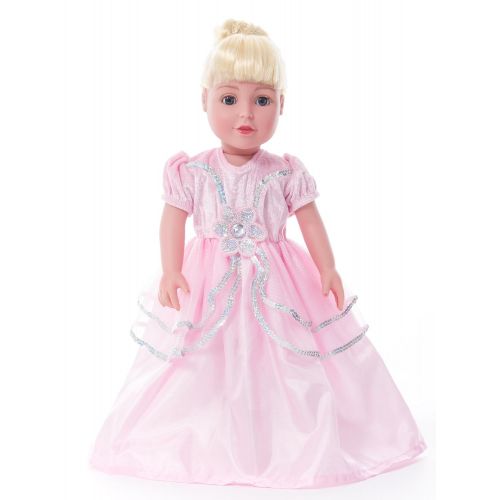 리틀 Little Adventures Royal Pink Princess Dress Up Costume & Matching Doll Dress (X-Large Age 7-9)