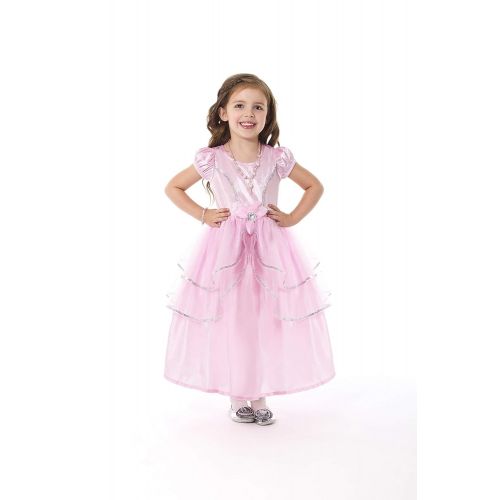 리틀 Little Adventures Royal Pink Princess Dress Up Costume & Matching Doll Dress (X-Large Age 7-9)