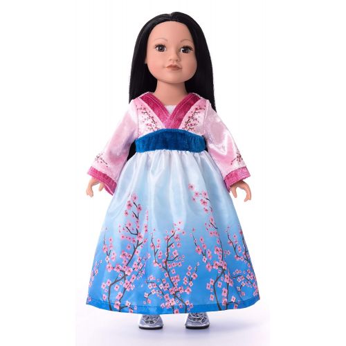 리틀 Little Adventures Asian Princess Dress Up Costume & Matching Doll Dress (Small Age 1-3)