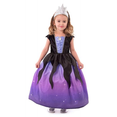 리틀 Little Adventures Dragon Queen, Sea Witch, & Queen of Hearts Villain Dress Up Costume Bundle Set with Crowns (Large (Age 5-7))