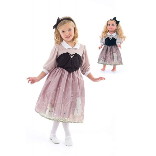 리틀 Little Adventures Sleeping Beauty Princess Day Dress Up Costume with Hairbow & Matching Doll Dress (Medium (Age 3-5))