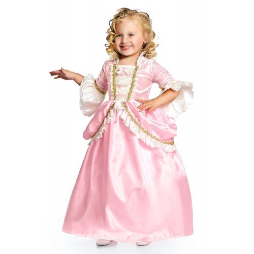 리틀 Little Adventures Pink Parisian Princess Dress Up Costume & Matching Doll Dress (X-Large Age 7-9)