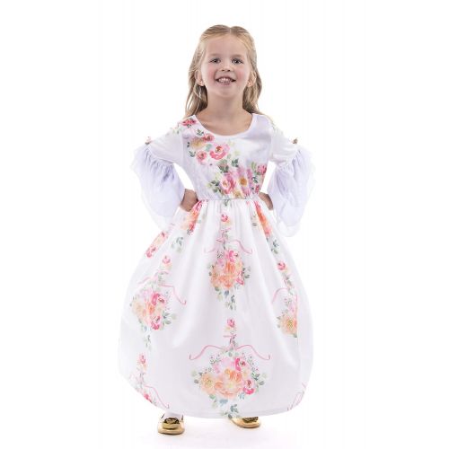 리틀 Little Adventures White Floral Princess Dress Up Costume & Matching Doll Dress (Large Age 5-7)