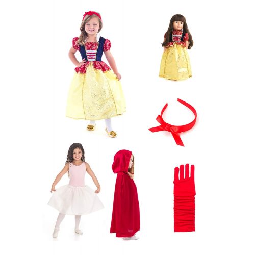 리틀 Little Adventures Snow White Princess Dress 6 Piece Costume Set & Matching Doll Dress (Small (Age 1-3))