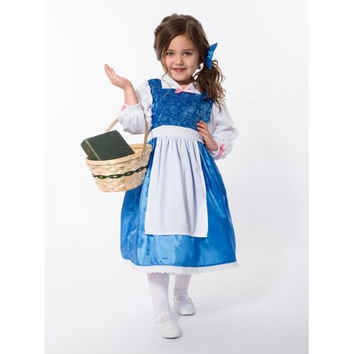 리틀 Little Adventures Beauty Day Princess Dress Up Costume with Hairbow & Matching Doll Dress (X-Large (Age 7-9))