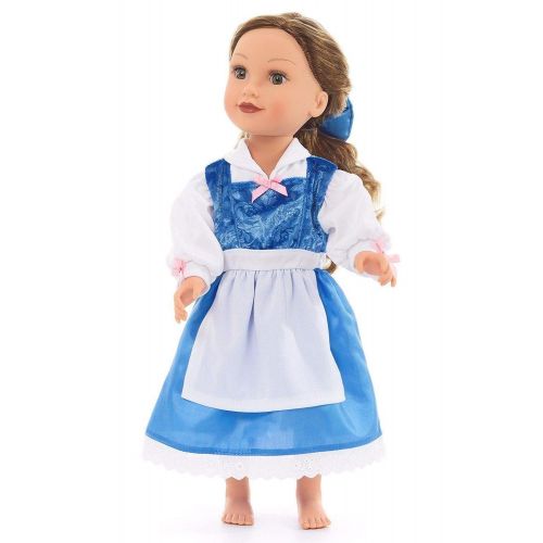 리틀 Little Adventures Beauty Day Princess Dress Up Costume with Hairbow & Matching Doll Dress (X-Large (Age 7-9))