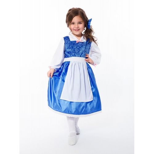 리틀 Little Adventures Beauty Day Princess Dress Up Costume with Hairbow & Matching Doll Dress (X-Large (Age 7-9))