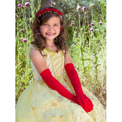 리틀 Little Adventures Yellow Beauty Princess Dress 6 Piece Costume Set & Matching Doll Dress (Large (Age 5-7))