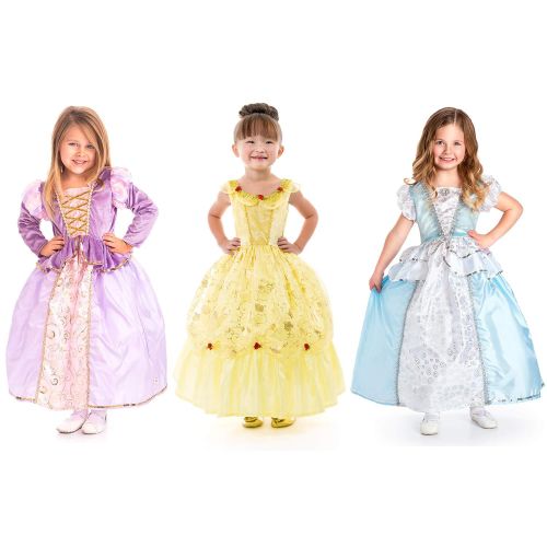 리틀 Little Adventures Cinderella, Yellow Beauty, & Rapunzel Princess Dress Up Costume Bundle Set (Small (Age 1-3))