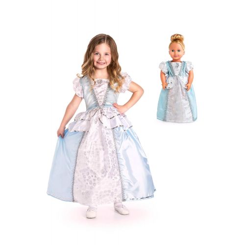 리틀 Little Adventures Cinderella Princess Dress Up Costume & Matching Doll Dress (Small (Age 1-3))