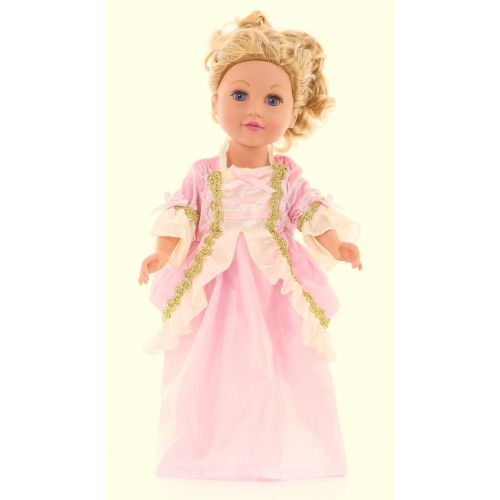 리틀 Little Adventures Pink Parisian Princess Dress Up Costume & Matching Doll Dress (Medium Age 3-5)