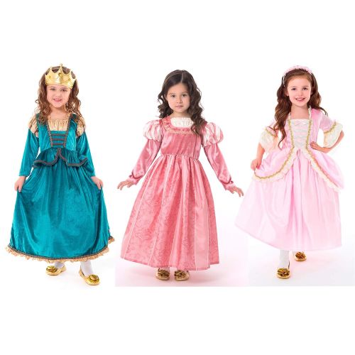 리틀 Little Adventures Scottish, Coral Renaissance, & Pink Parisian Princess Dress Up Costume Bundle Set (Small (Age 1-3))