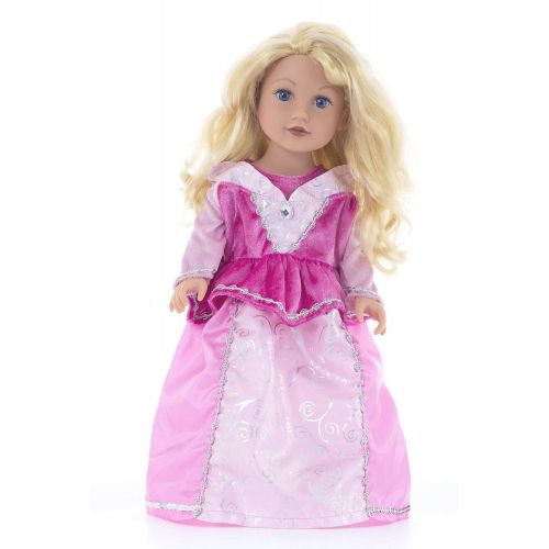 리틀 Little Adventures Sleeping Beauty Princess Dress Up Costume & Matching Doll Princess Dress (X-Large (Age 7-9))