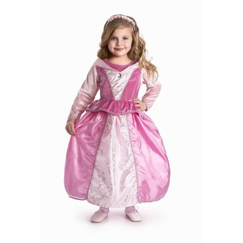 리틀 Little Adventures Sleeping Beauty Princess Dress Up Costume & Matching Doll Princess Dress (X-Large (Age 7-9))