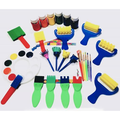 리틀 [아마존 핫딜]  [아마존핫딜]Complete Learn to Paint Set Little Kids Art Set - Kids Art Supplies - 50 Piece Set Paint Brushes, Finger Paints, Palette, Foam Texture Brushes, Paper - Nontoxic Washable Paint - Learn to Paint Set with a Trav