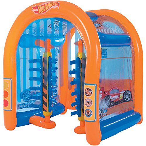 리틀 Little Hotwheels Car Wash Center, with Two Built-In Water Chambers on Both Sides, One Spinning Fan on top, Hooks Up to Standard Garden Hoses, 6.3 x 68 x 6.7