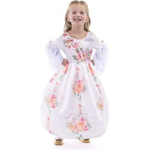  Little Adventures White Floral Princess Dress Up Costume & Matching Doll Dress (Medium Age 3-5)