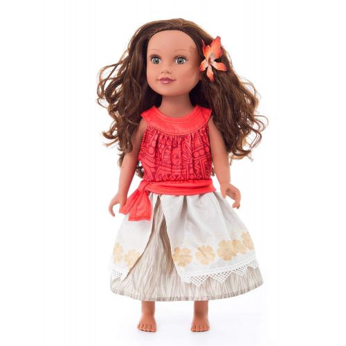  Little Adventures Polynesian Princess Dress Up Costume with Flower Hair Clip & Matching Doll Dress (Medium Age 3-5)