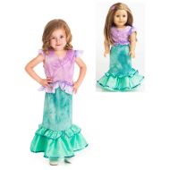 Little Adventures Magical Mermaid Princess Dress Up Costume & Matching Doll Dress (Large Age 5-7)