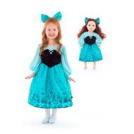 Little Adventures Mermaid Day Princess Dress Up Costume with Hairbow & Matching Doll Dress